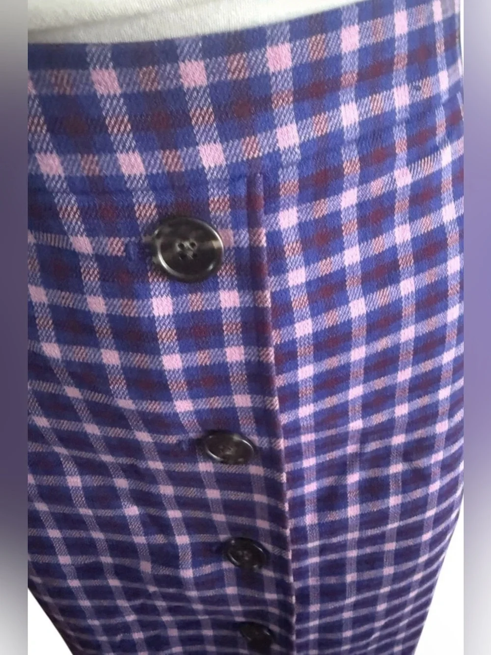 J. Crew Purple Plaid Pencil Skirt with Buttons Size 10